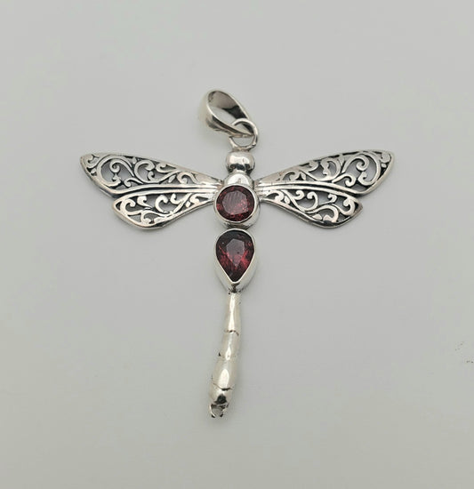 SS Firefly Garnet 2 Stone Pendant