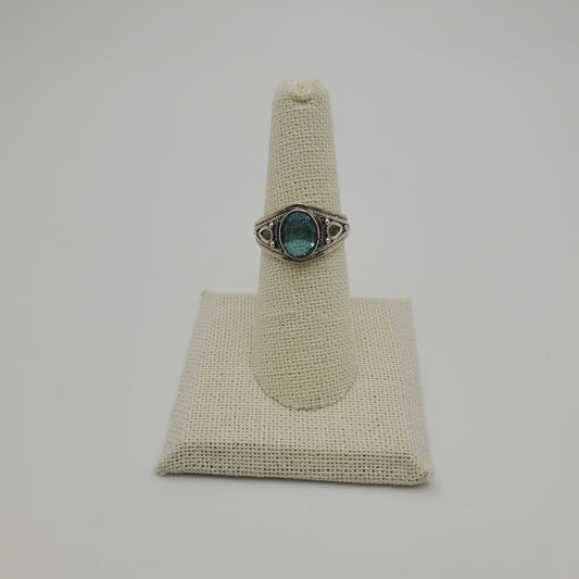 SS Blue Topaz CZ Ring