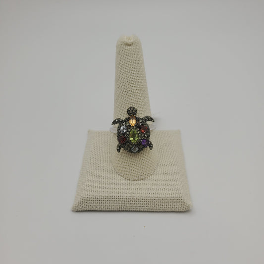 SS Multi-Gemstone Turtle Ring