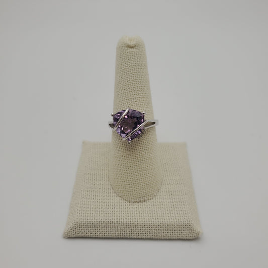 SS Morganite Diamond Ring