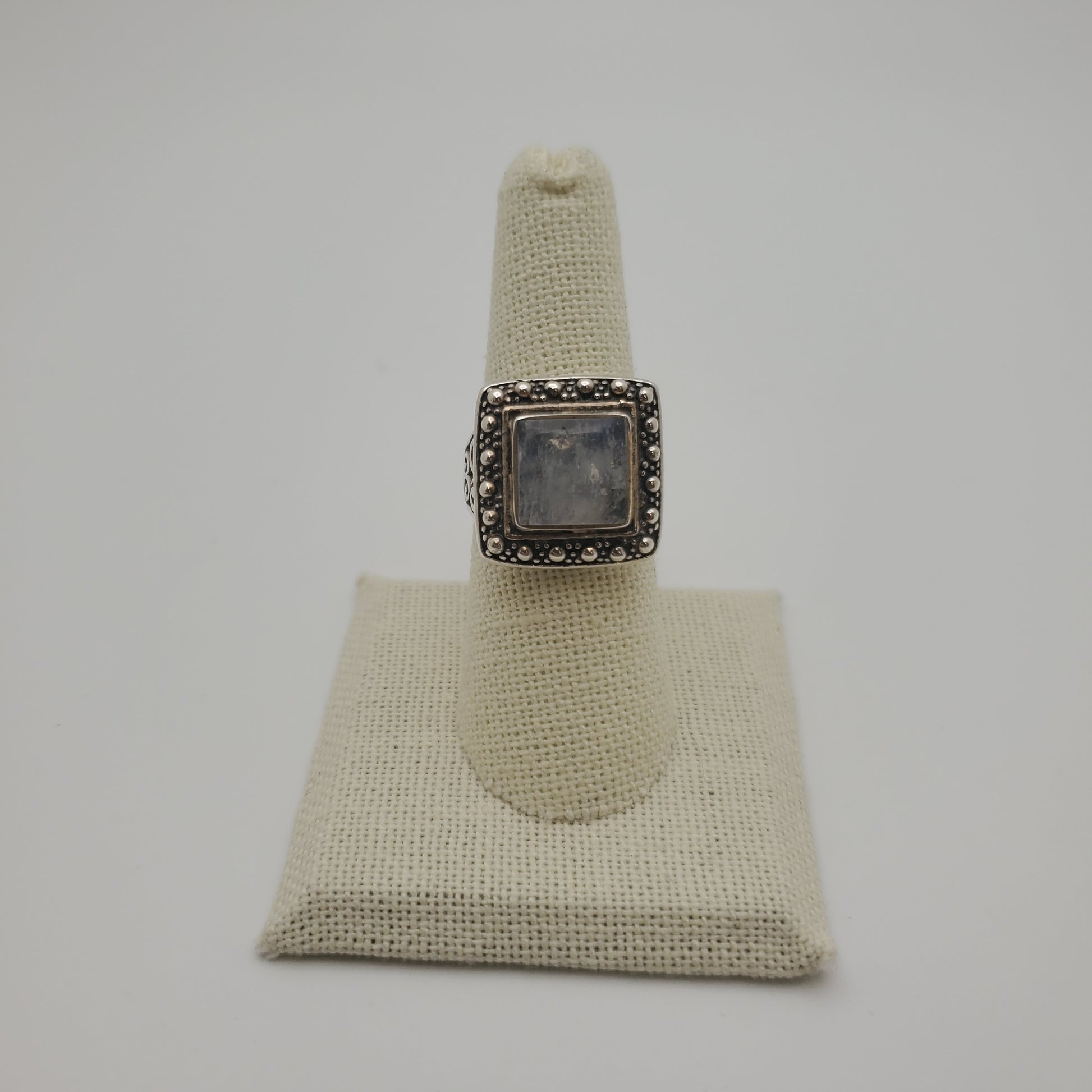 SS Moonstone Square Ring