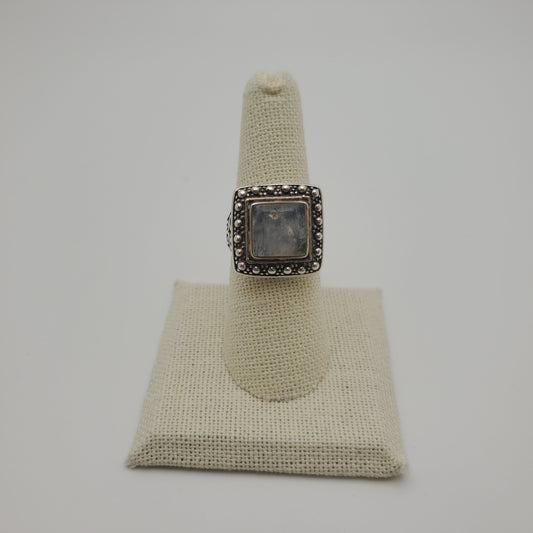 SS Moonstone Square Ring