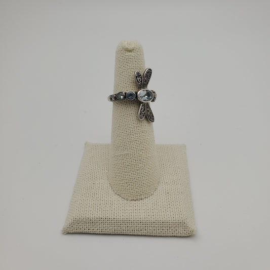 SS Blue Topaz Dragon Fly Ring