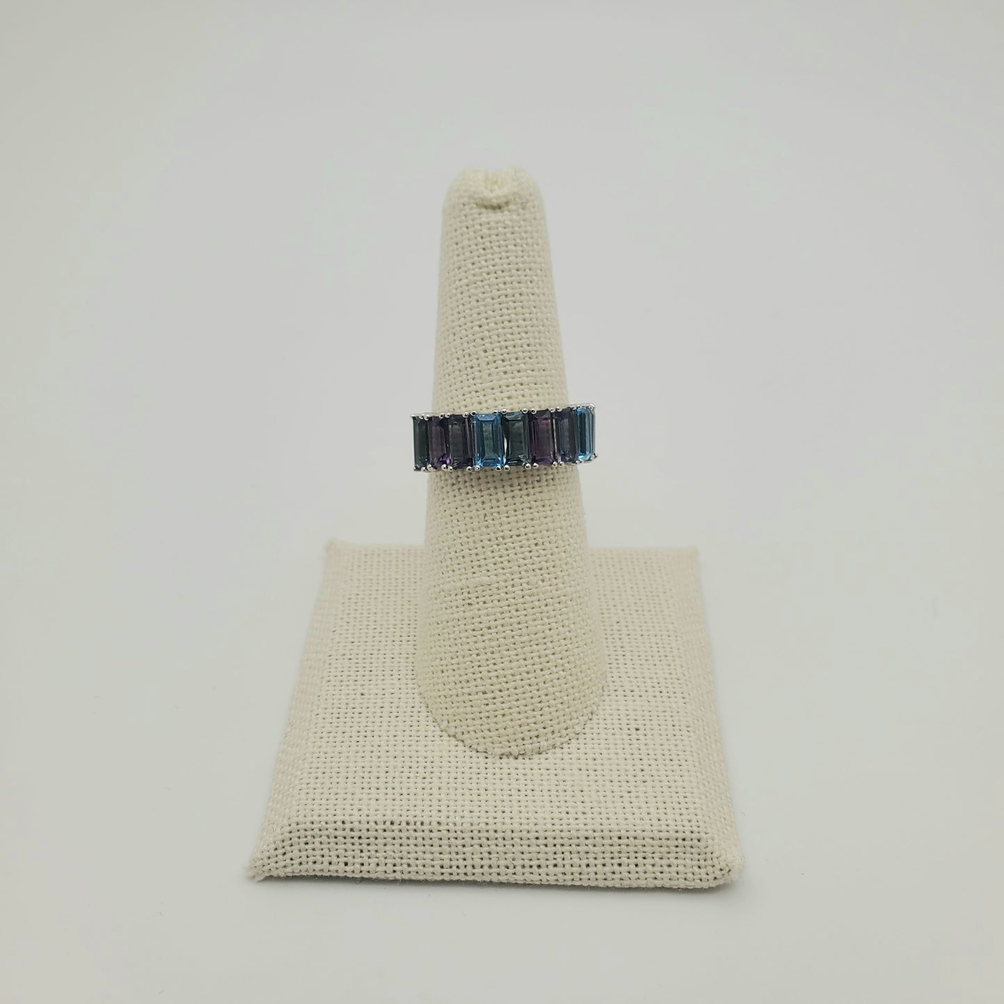 SS Amethyst Blue Topaz Multi Stone Ring