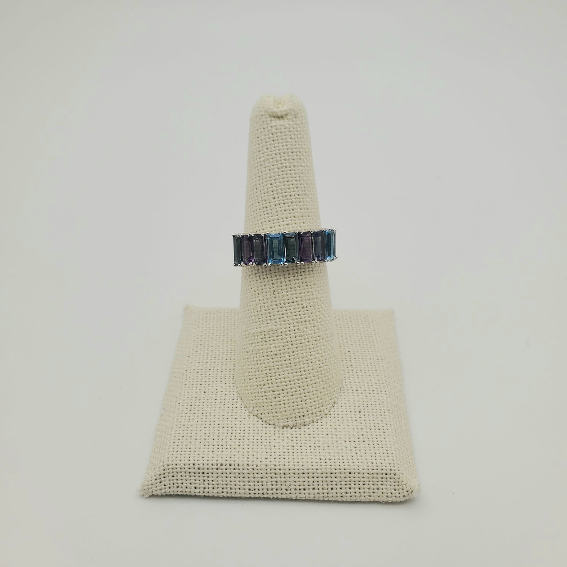 SS Amethyst Blue Topaz Multi Stone Ring