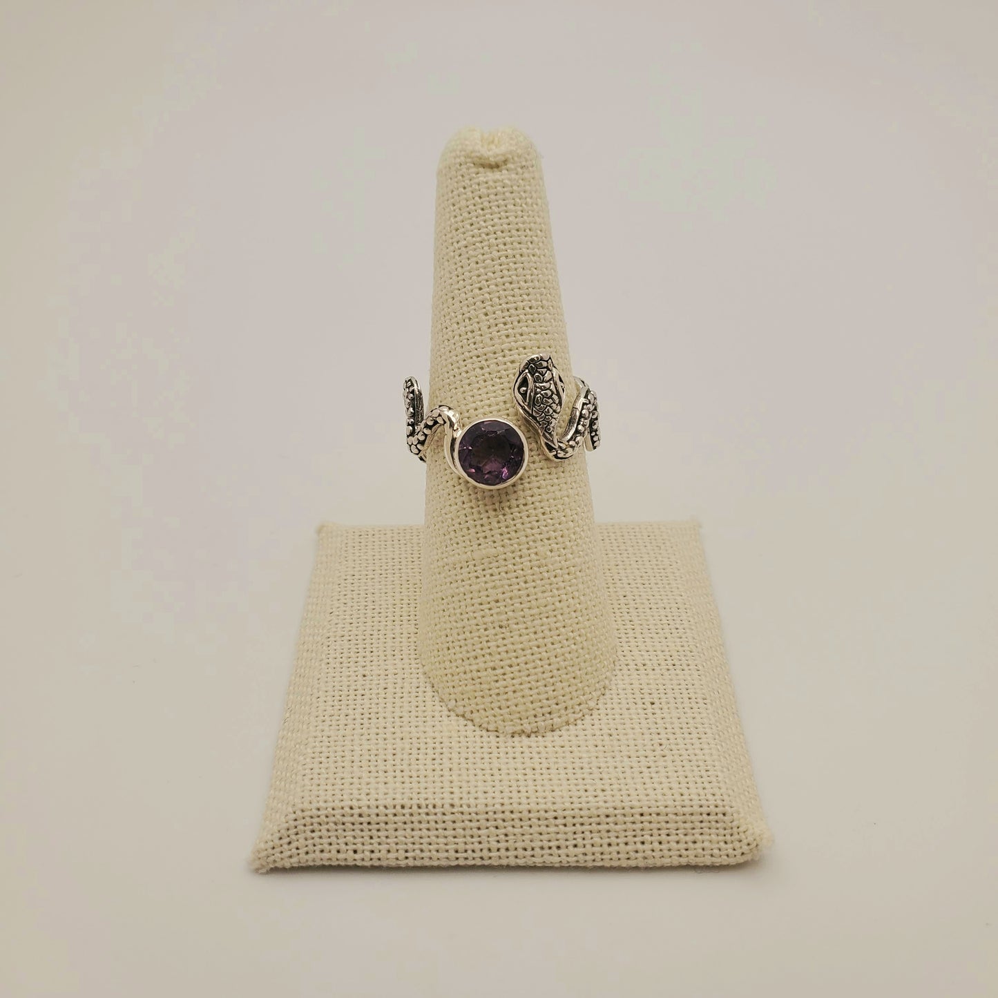 SS Amethyst Snake Ring