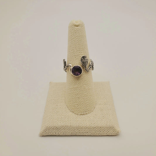 SS Amethyst Snake Ring