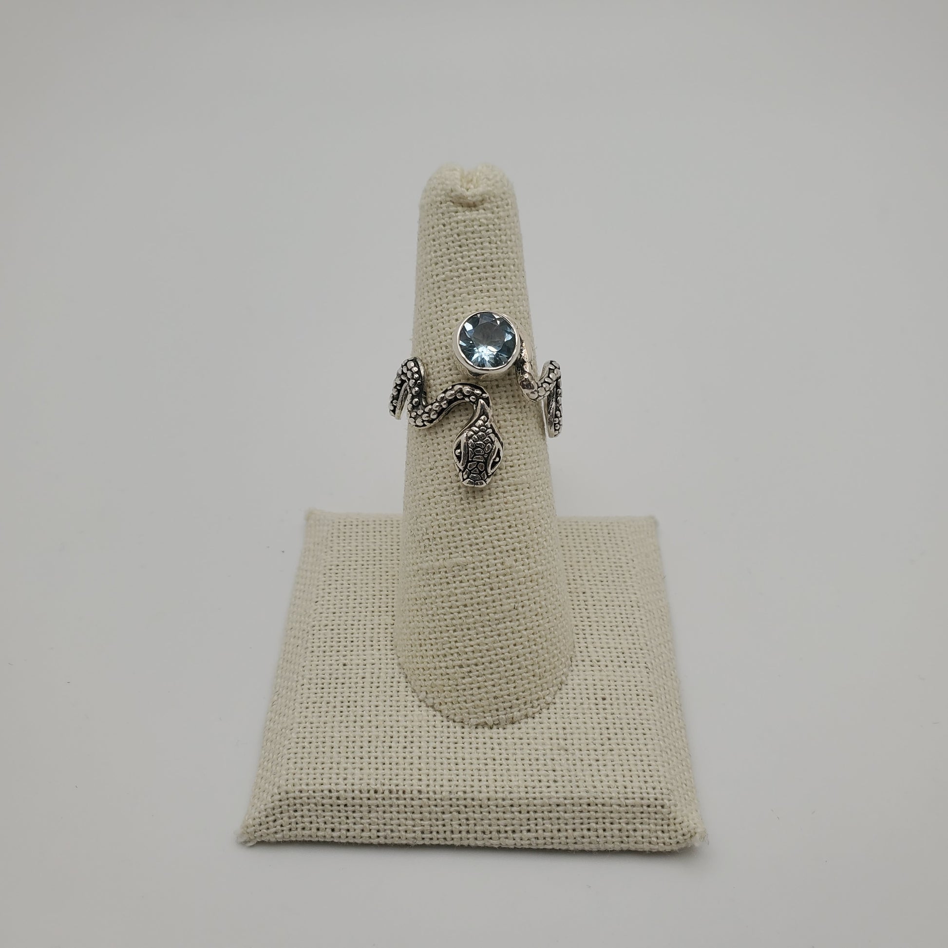 SS Blue Topaz Snake Ring