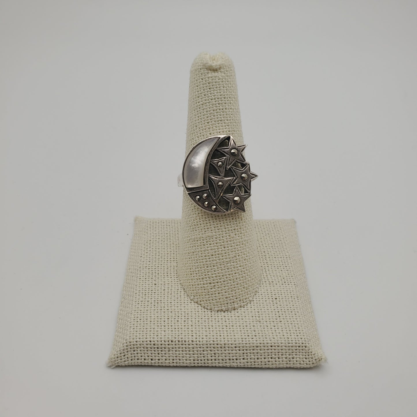 SS MOP Moon Ring