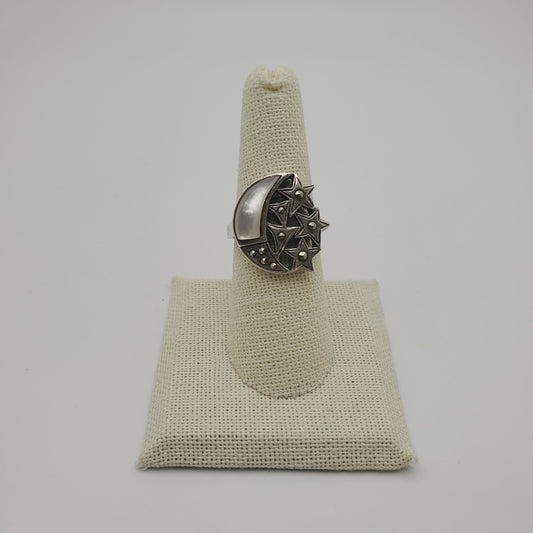SS MOP Moon Ring