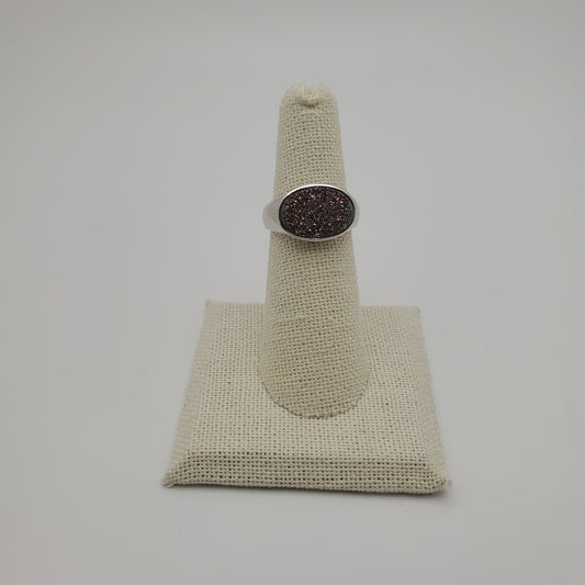 SS Pink Druzy Titanium Ring