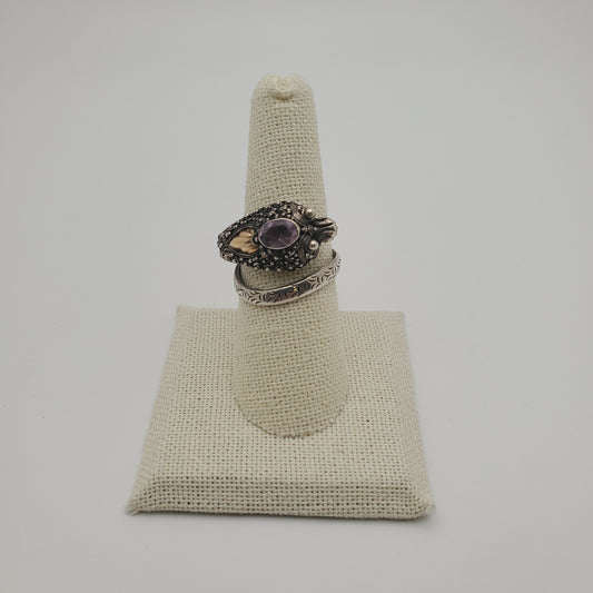 SS Dragon Amethyst Double Ring