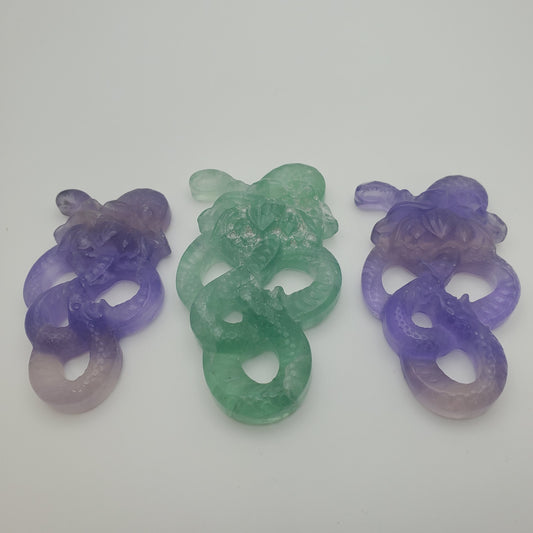 Carved Fluorite Snake Lotus