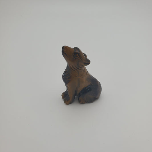 Carved Tiger's Eye Wolf
