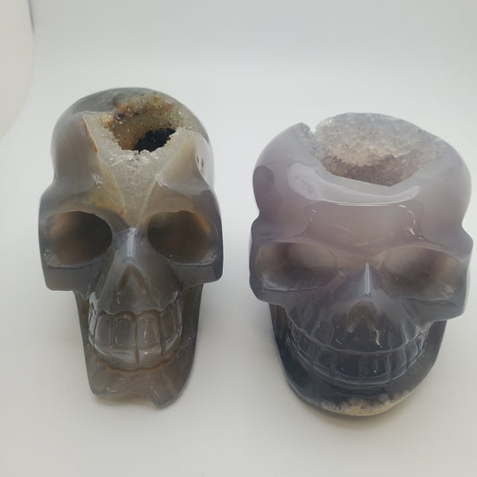Carved Agate Druzy Skull