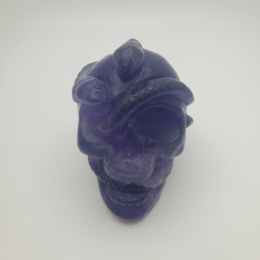 Carved Fluorite Skull with Snake