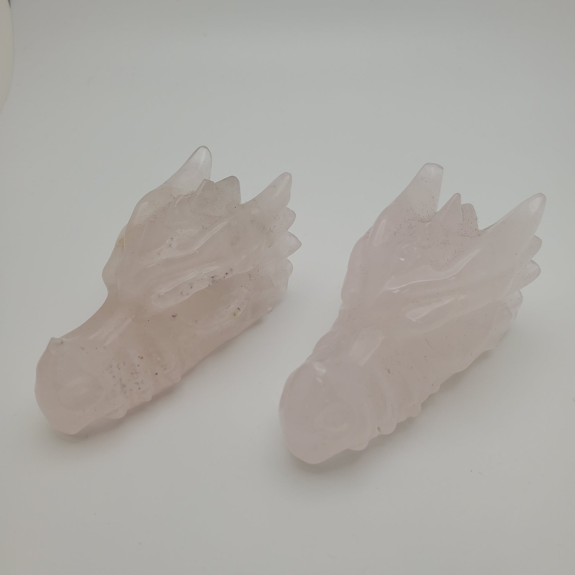 Carved Rose Quartz Dragon Head