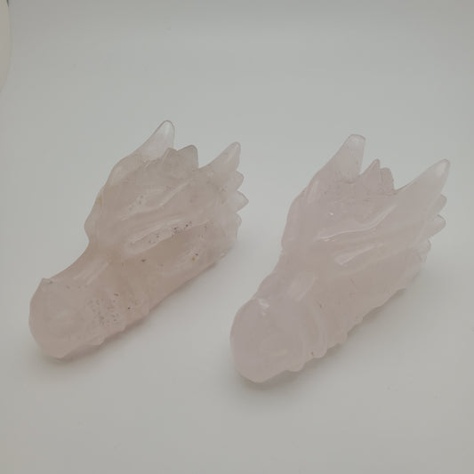 Carved Rose Quartz Dragon Head