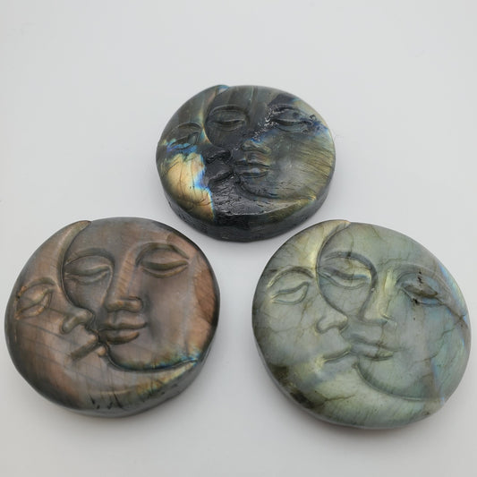 Carved Labradorite Moon and Fair Lady