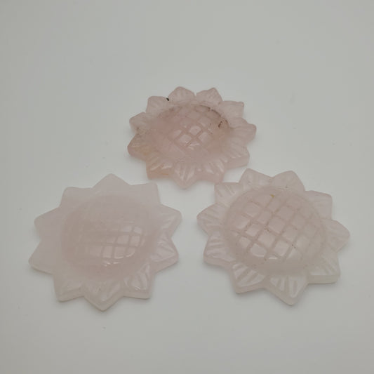 Carved Rose Quartz Sunflower