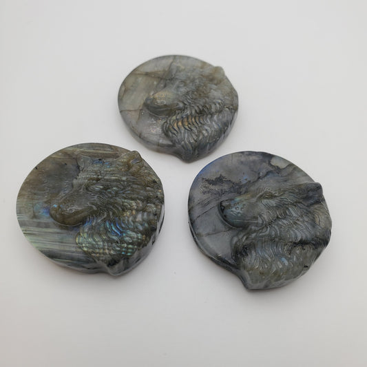 Carved Labradorite Wolf