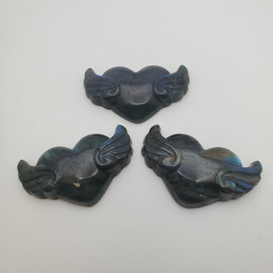 Carved Labradorite Heart Wing