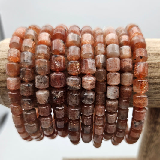 6-8mm Sunstone Cylinder Bracelet