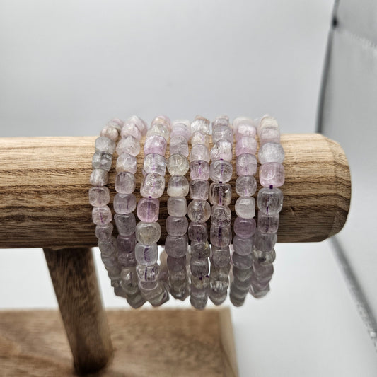 6mm Green Purple Kunzite Square Bracelet