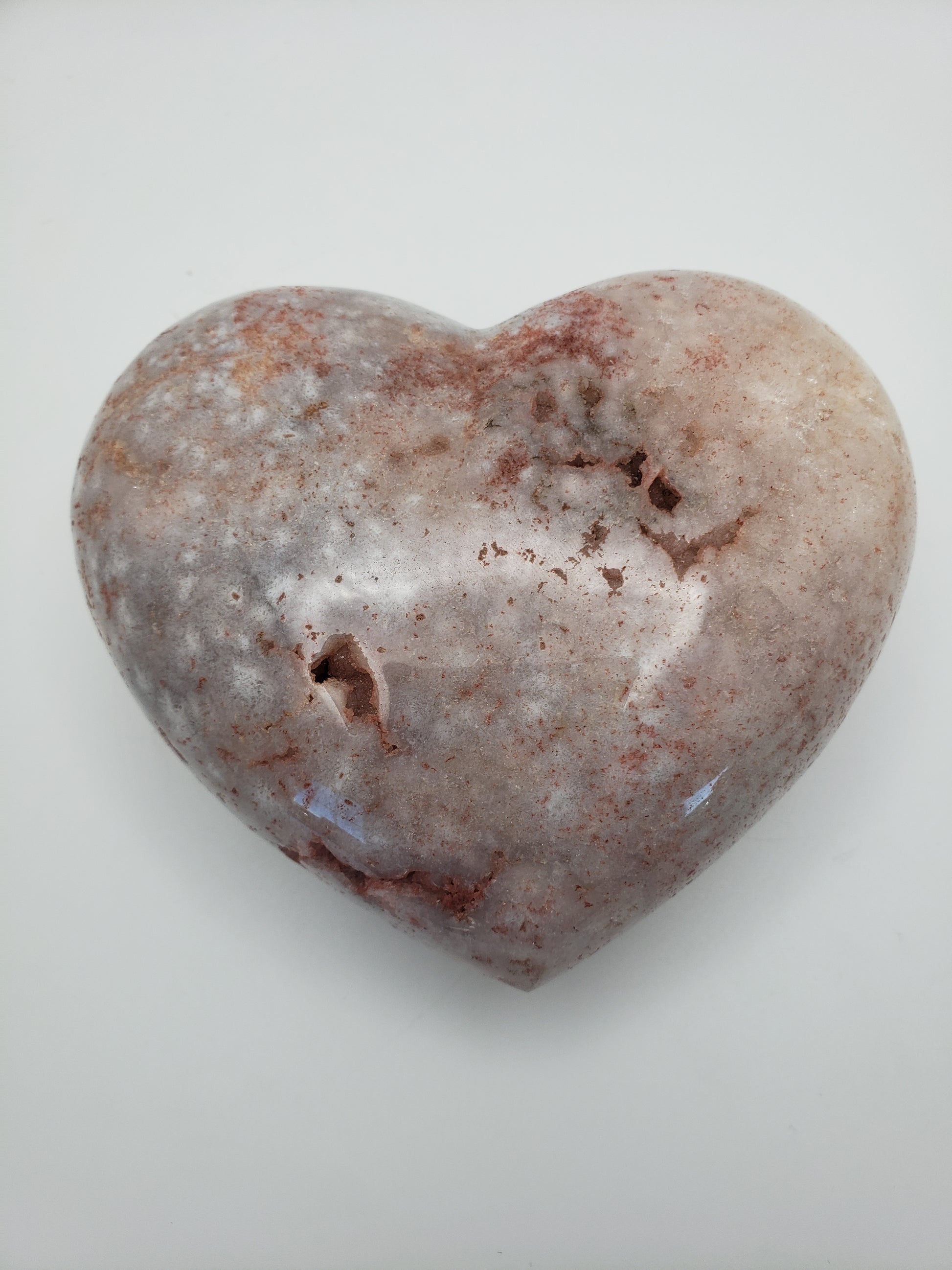 Pink Flower Agate Heart