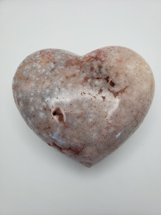 Pink Flower Agate Heart