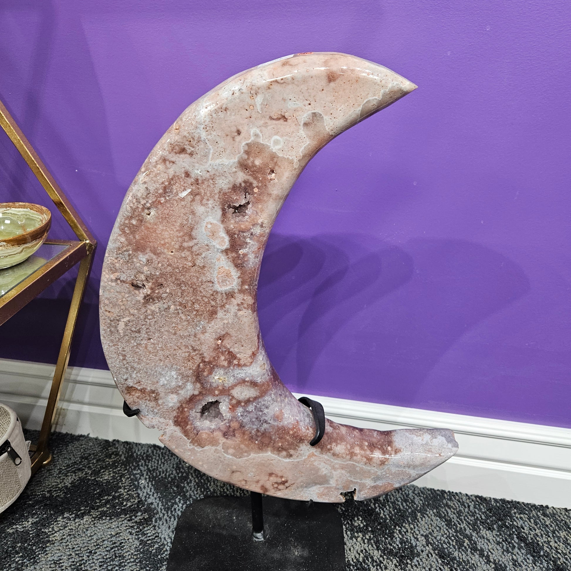 Pink Amethyst Moon on Stand