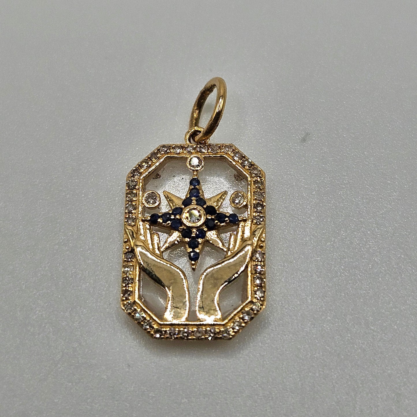 Gold Diamond Sapphire Crystal Pendant
