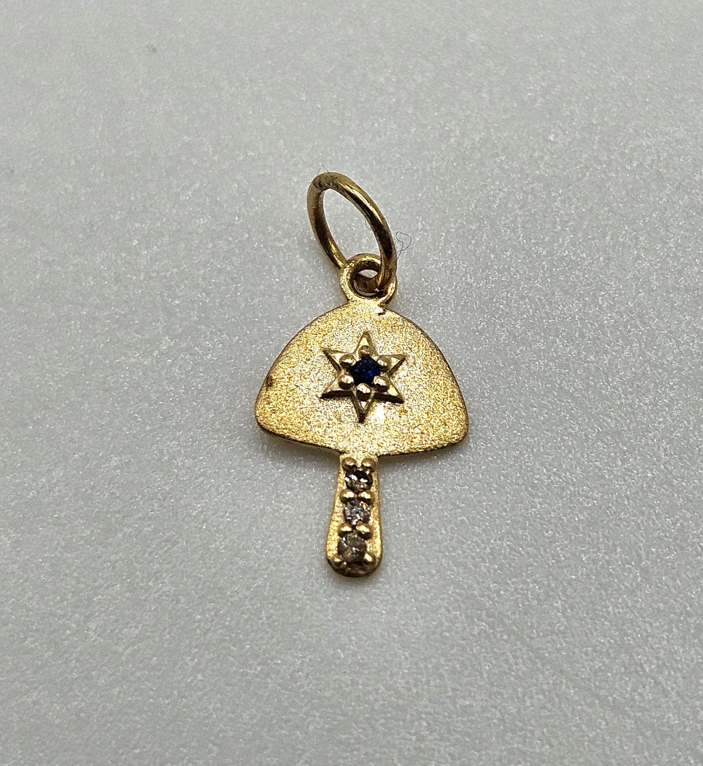 Gold Diamond Sapphire Mushroom Pendant