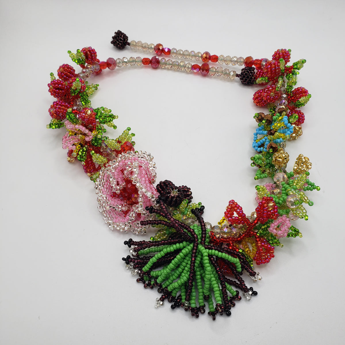 Floral Necklace Seed Bead
