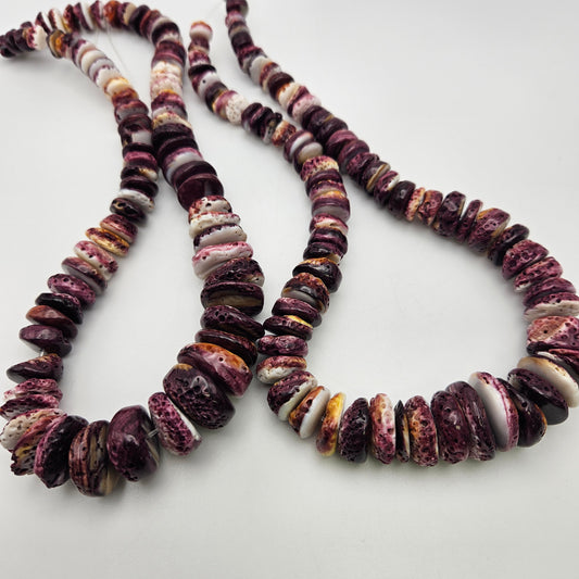 Purple Spiny Oyster Rondelle Graduated