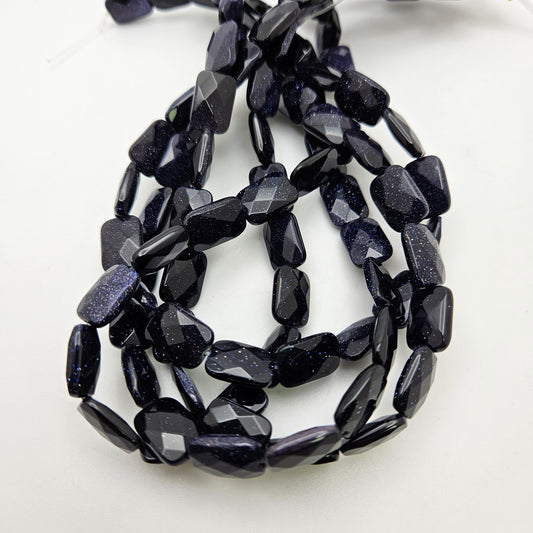 Blue Goldstone Square Faceted