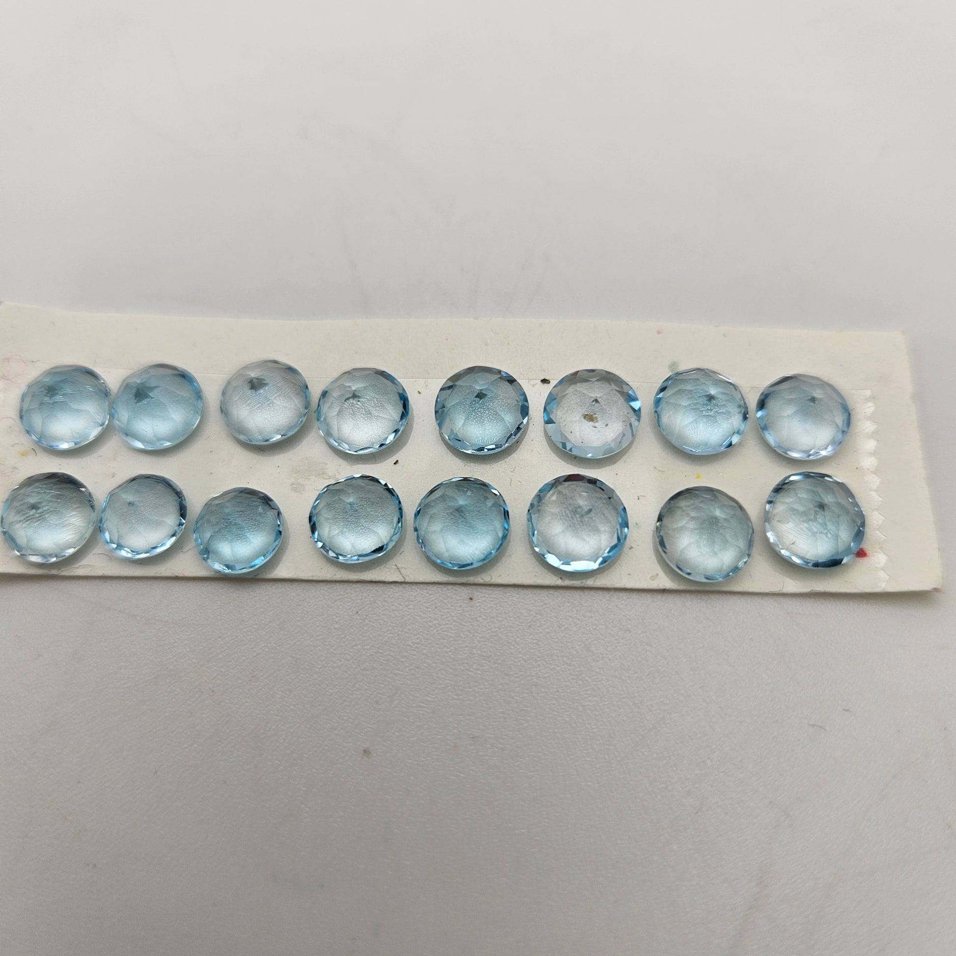 6mm Blue Topaz Round Cabochon Faceted
