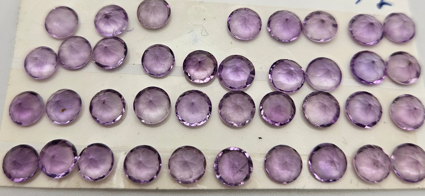 6mm Amethyst Round Cabochon Faceted