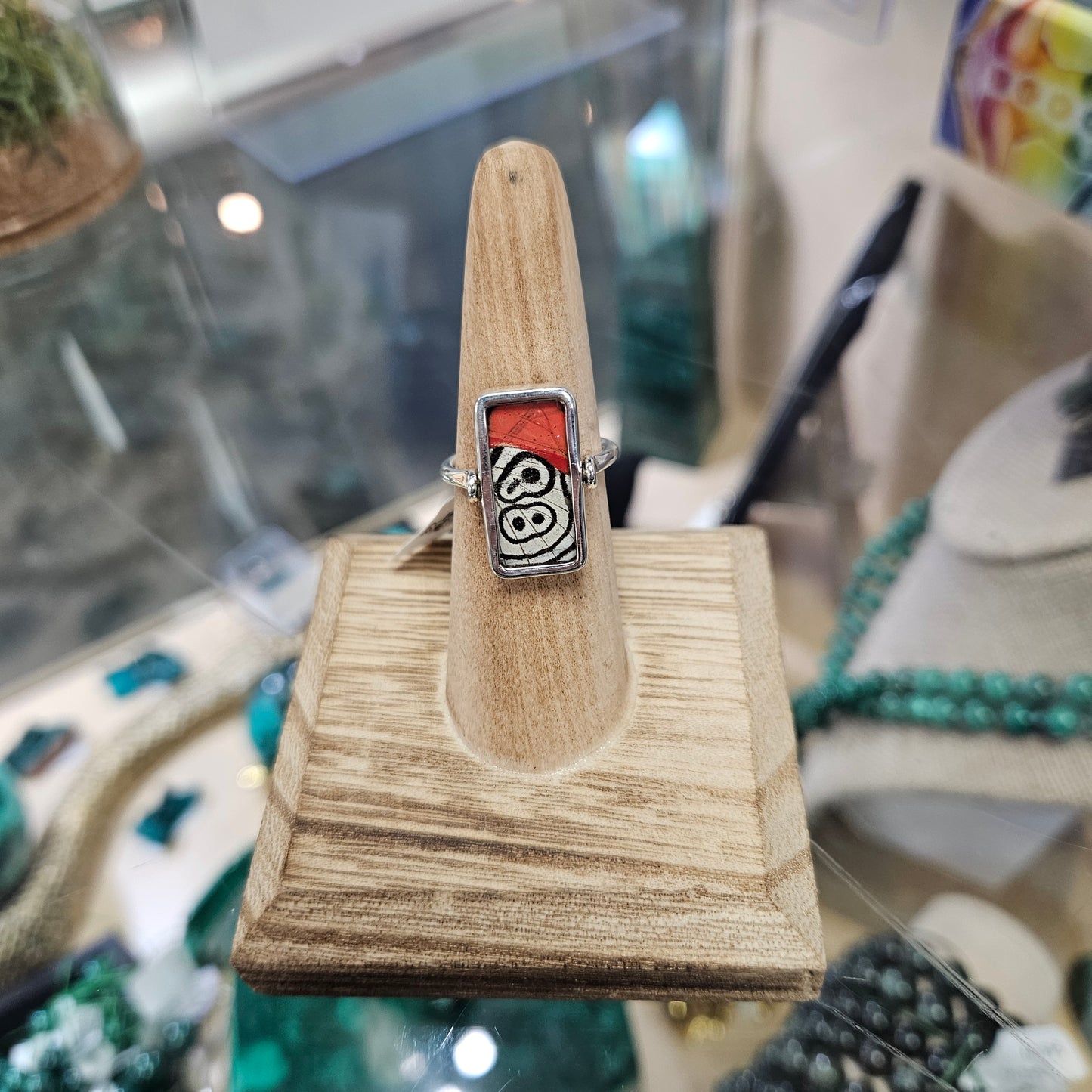 SS Clymena Rectangle Ring Pendant Size 7