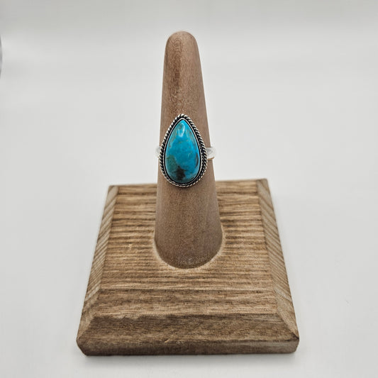 SS Kingman Turquoise Round Ring