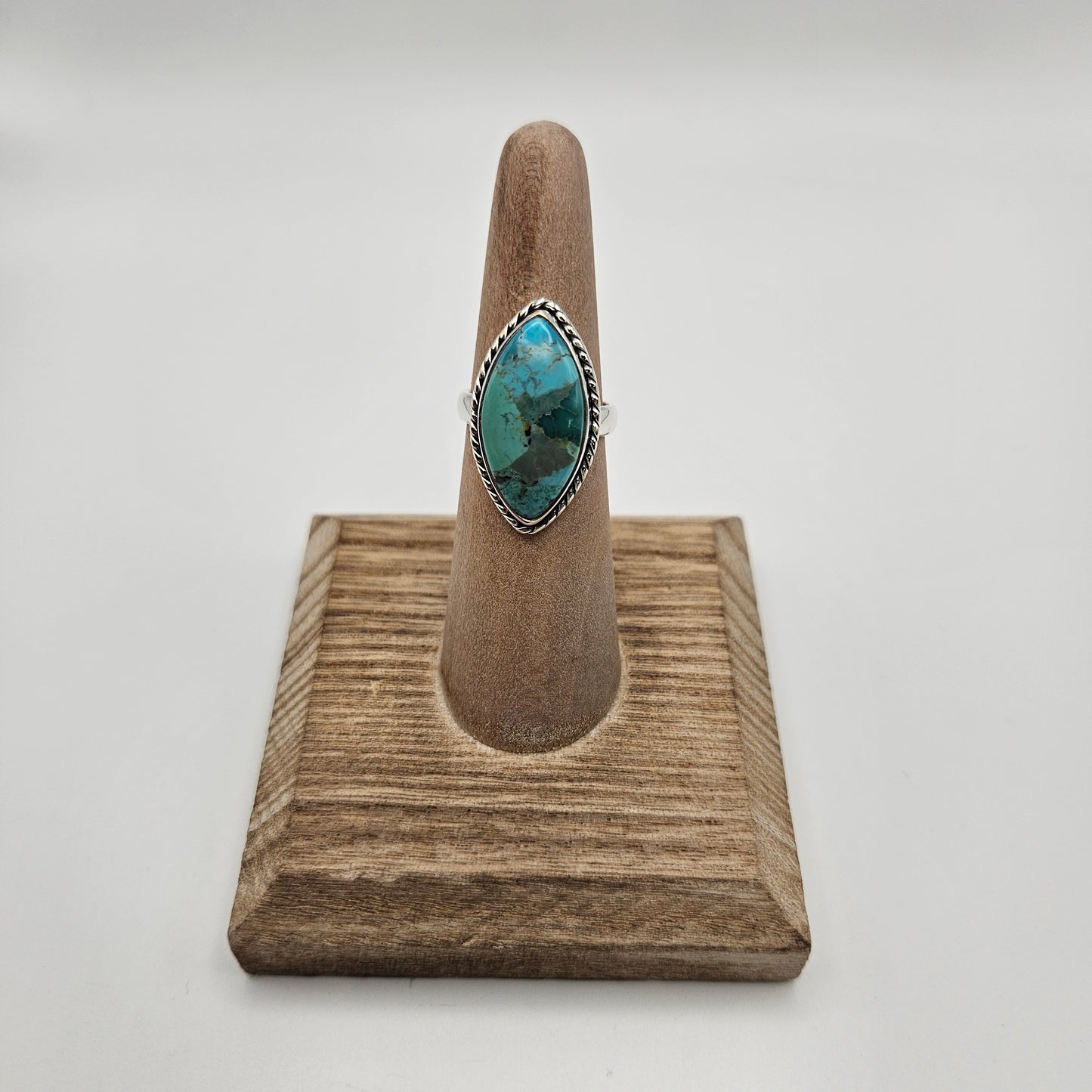 SS Kingman Turquoise Round Ring