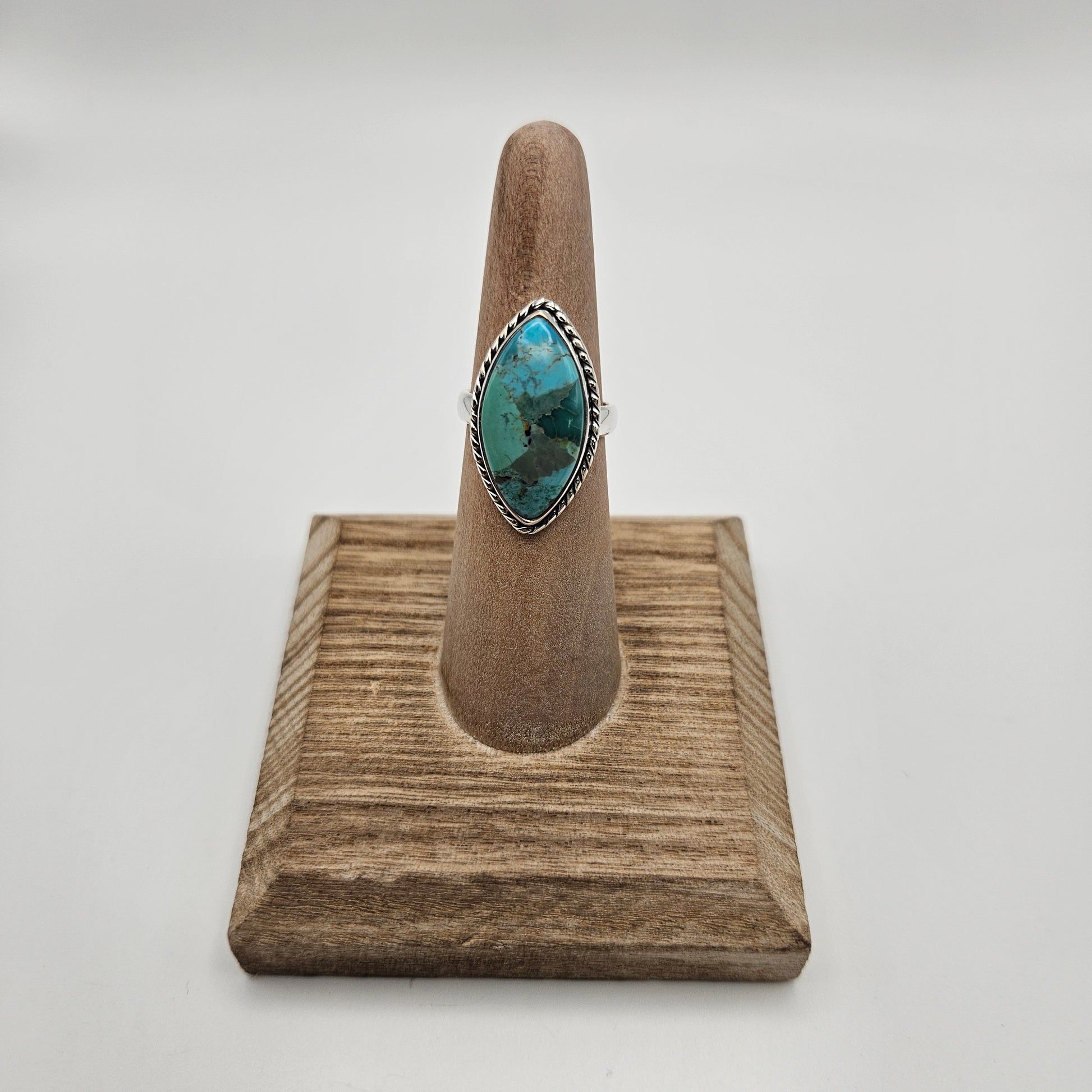 SS Kingman Turquoise Round Ring