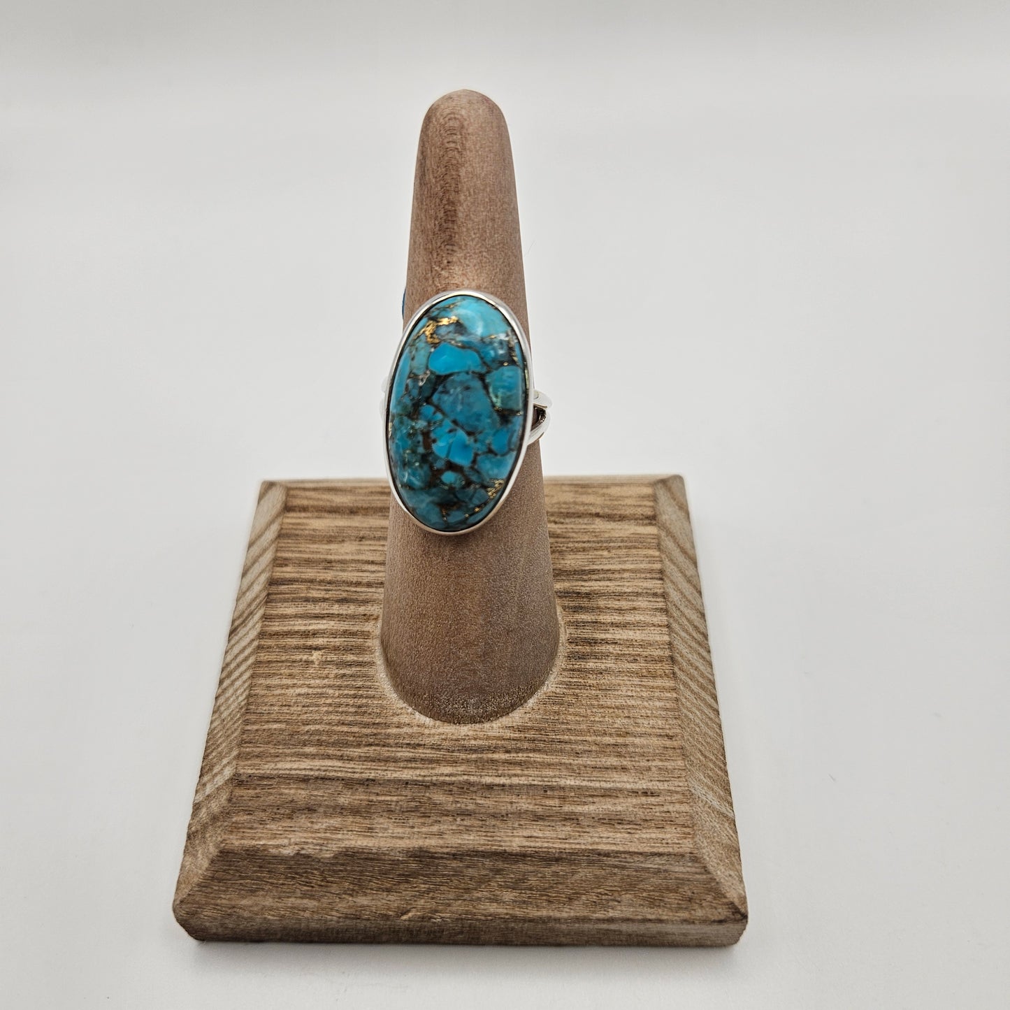 SS Kingman Turquoise Round Ring