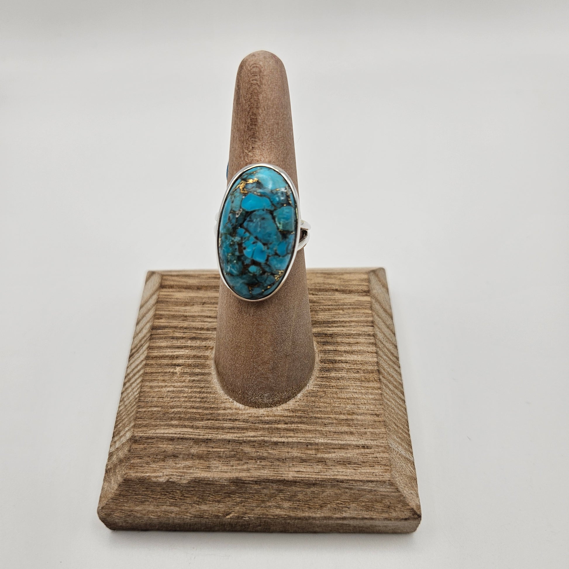 SS Kingman Turquoise Round Ring
