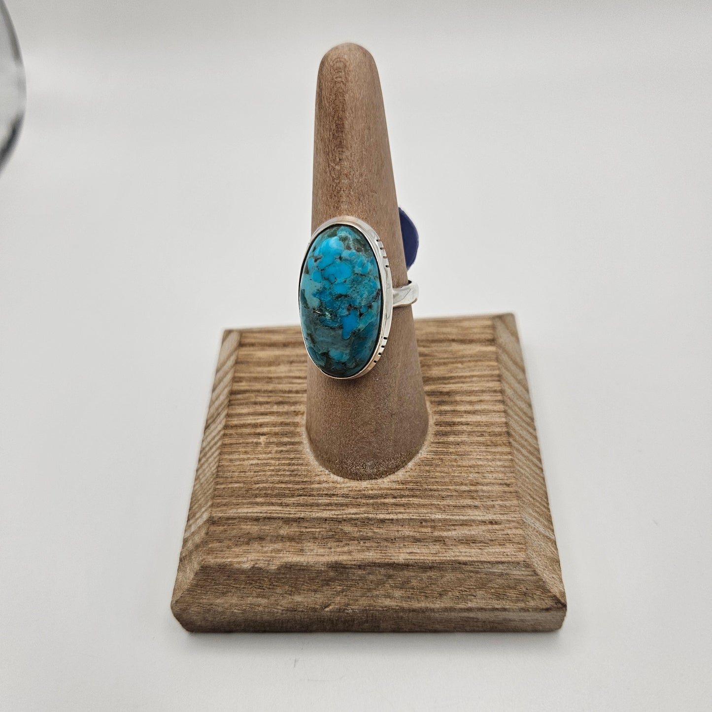 SS Kingman Turquoise Round Ring