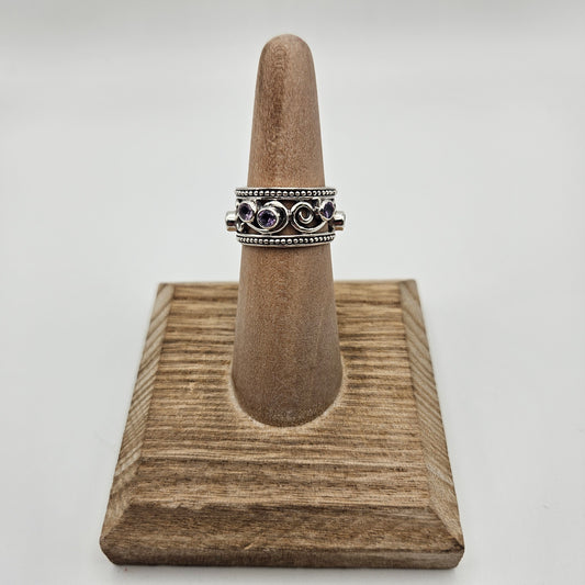 SS Amethyst Multi Stone Ring