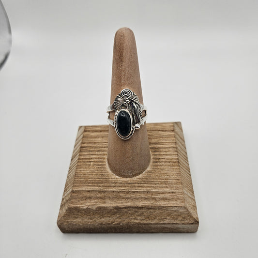 SS Moss Agate Ornate Ring