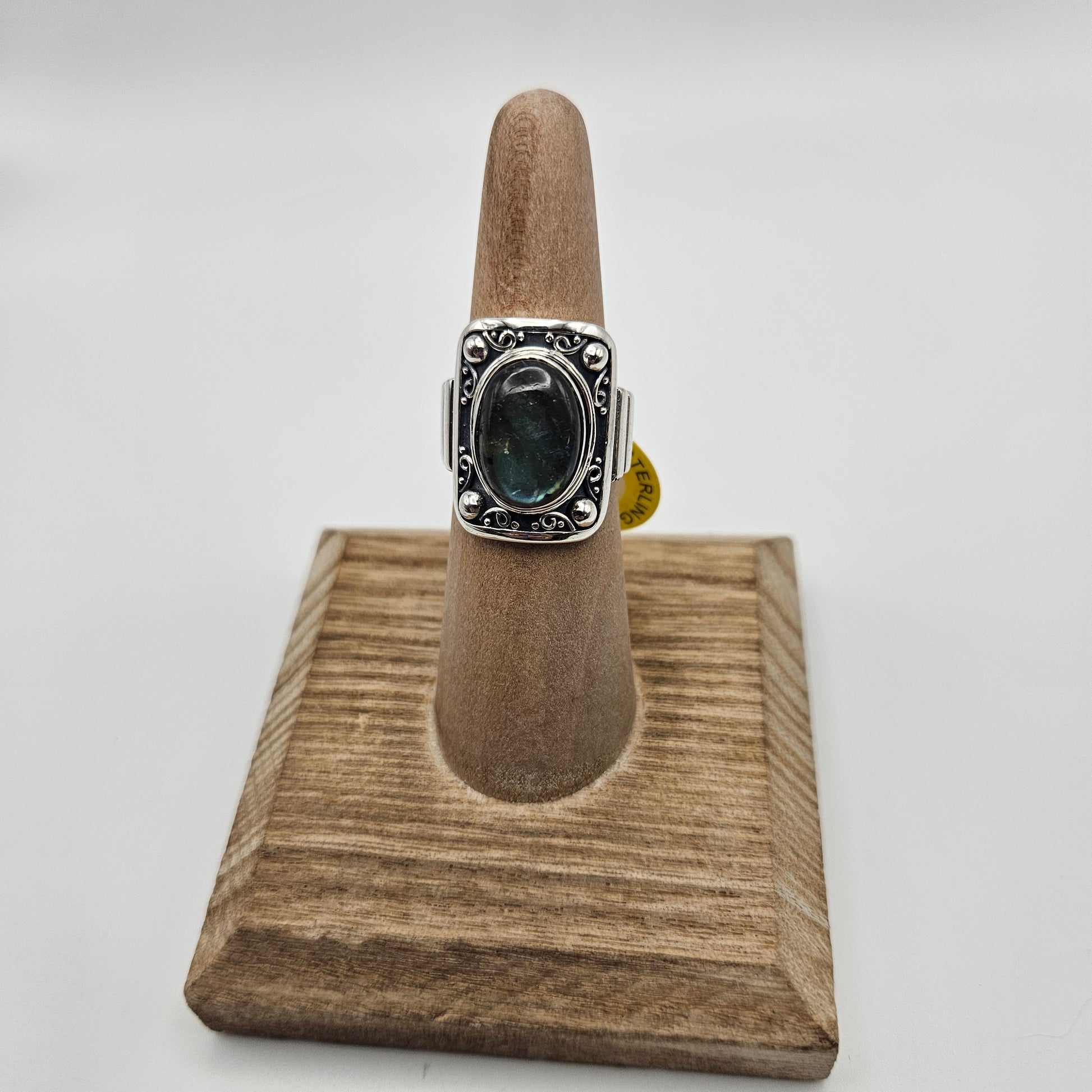SS Labradorite Square Ring