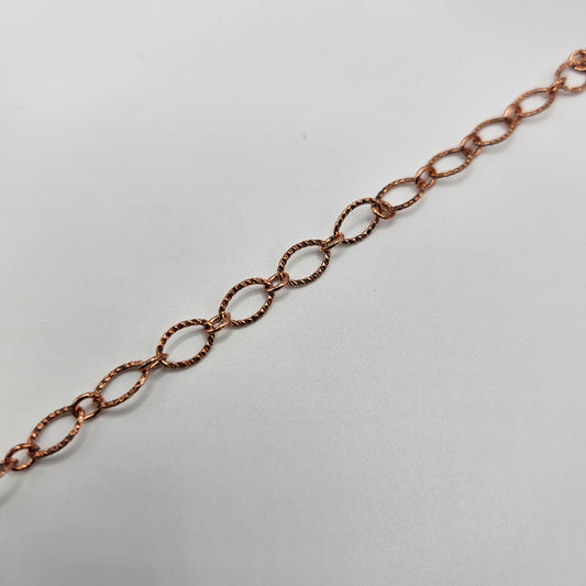 Copper Etched Oval Chain By the Foot