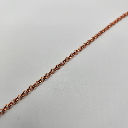 A close-up image of a copper 3mm rolo chain